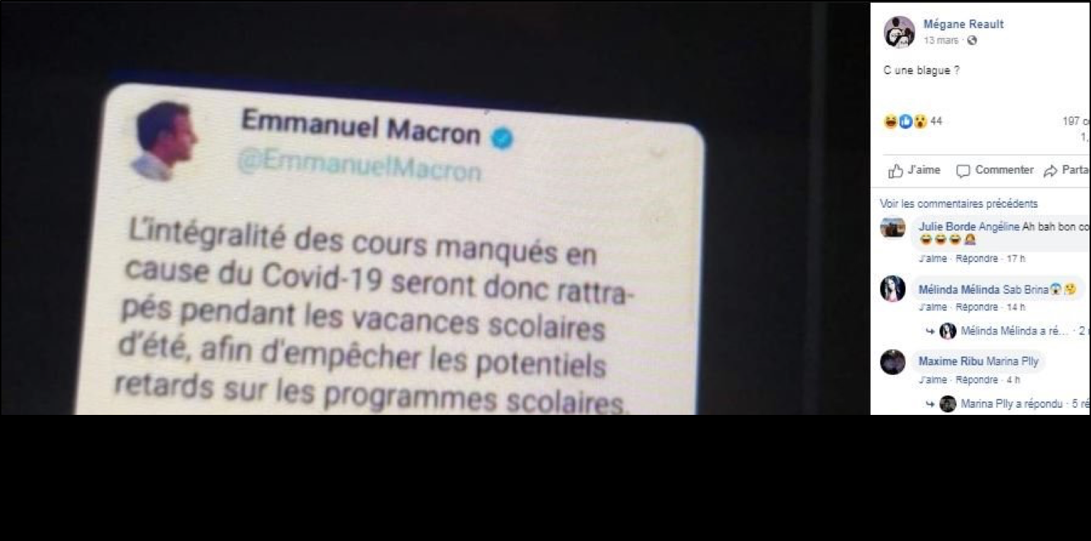 Non, Emmanuel Macron n'a pas annoncé un report des cours à l'été à cause du coronavirus.